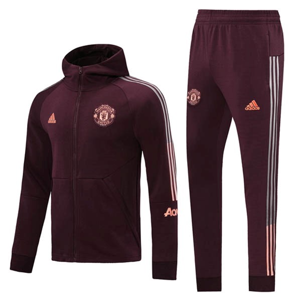 Chaqueta Con Capucha Manchester United 2020-2021 Borgona